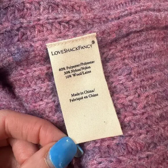 LoveShackFancy Ridge Sweater Floral Embroidered Balloon Sleeve Chunky Knit Berry - Picture 14 of 16